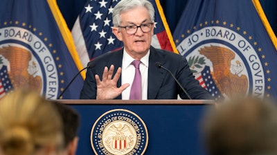 Federal Reserve chair Jerome Powell speaks during a news conference at the Federal Reserve Board in Washington, Feb. 1, 2023.
