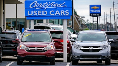 Used car are on display on a lot in Wexford, Pa., Thursday, Sept. 29, 2022. The Commerce Department releases its revised estimate of how the U.S. economy fared in the fourth quarter on Thursday, Feb. 23, 2023.