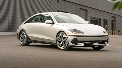 This photo provided by Hyundai shows the 2023 Hyundai Ioniq 6, an electric sedan with an estimated range of up to 361 miles.
