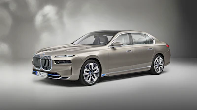 This photo provided by BMW, shows the 2023 BMW i7, an electric sedan with an estimated range of up to 318 miles.