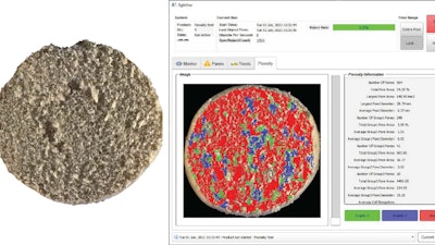 Porosity analysis, a new vision inspection innovation shown here, measures baked products for the number of pores, pore area, diameter, and other critical features of baked products.