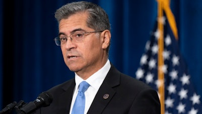 Health and Human Services Secretary Xavier Becerra speaks during a news conference at the HHS Humphrey Building, Oct. 18, 2022, in Washington.