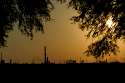 The Denka Performance Elastomer Plant sits at sunset in Reserve, La., on Sept. 23, 2022.