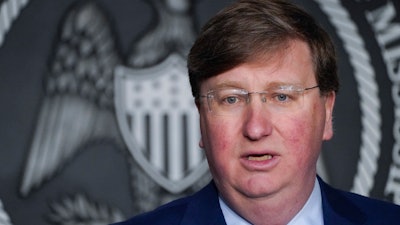 Mississippi Republican Gov. Tate Reeves speaks during a news conference on Feb. 28, 2023, in Jackson, Miss.
