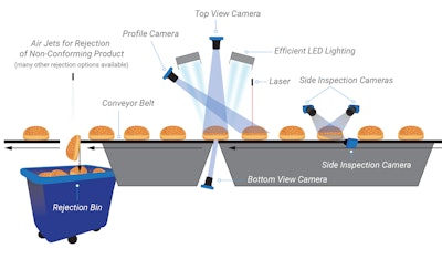 Whether used for grab sample analysis or integrated into a production process, vision inspection systems provide 100% inspection of food products before packaging.