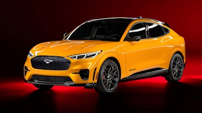This photo provided by Ford shows the 2023 Ford Mustang Mach-E, a sporty electric compact SUV that offers an EPA-estimated range of up to 310 miles.