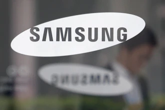 The logo of the Samsung Electronics Co. is seen at its office in Seoul, South Korea on April 30, 2019.