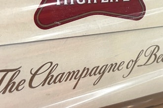 A carton of Miller High Life beer at the Westlandia plant in Ypres, Belgium, April 17, 2023.