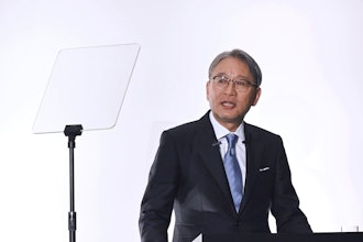 Honda's President Toshihiro Mibe speaks at a press conference in Tokyo Wednesday, April 26, 2023.