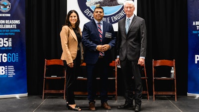 From left: Irene Makris, vice-president, Customer Service, Pratt & Whitney Canada, Stephen Santellana, May of Wichita Falls, and Leo Lane, President of the Wichita Falls Economic Development Corporation.