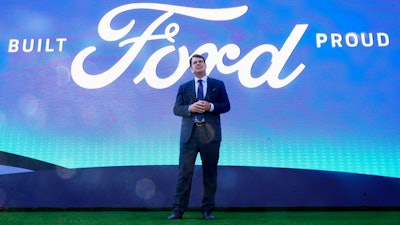 Jim Farley, Ford president and CEO, speaks during a presentation Tuesday, Sept. 28, 2021, in Memphis, Tenn.