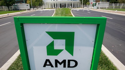 This July 13, 2010, file photo, shows an entrance to the Advanced Micro Devices Inc. (AMD) headquarters in Sunnyvale, Calif.
