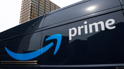 An Amazon Prime delivery vehicle is seen in downtown Pittsburgh on March 18, 2020.