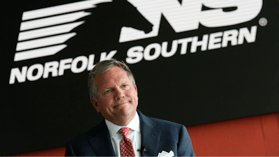 Norfolk Southern Railroad CEO Alan Shaw speaks during an interview Wednesday, June 21, 2023, in Atlanta.