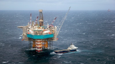 In this Feb. 16, 2016 file photo, a view of a supply ship at the Edvard Grieg oil field, in the North Sea.