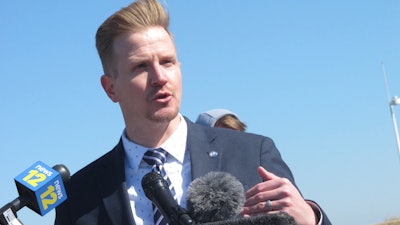 Shawn LaTourette, New Jersey's environmental protection commissioner, speaks at a news conference in Middletown N.J. on March 8, 2021.