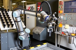 A cobot machine-tending application at Konrady Plastics in Indiana.