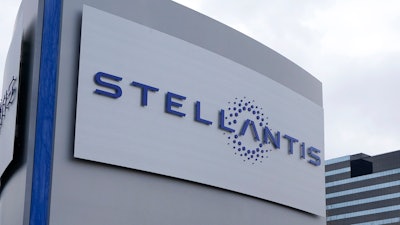 A Stellantis sign is seen outside the Chrysler Technology Center, Jan. 19, 2021, in Auburn Hills, Mich.