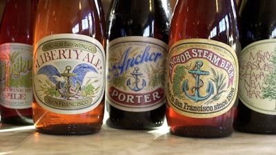 In this 2004 file photo, a number of artisan beers made at Anchor Brewing Co. are dsiplayed in San Francisco.