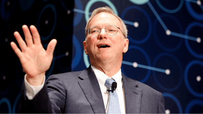 Eric Schmidt, executive chairman of Alphabet speaks during a press conference ahead of the Google DeepMind Challenge Match in Seoul, South Korea, Tuesday, March 8, 2016.