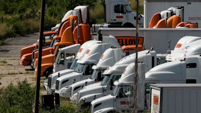 Yellow Corp. trucks at a YRC Freight terminal, Kansas City, Mo., July 28, 2023.