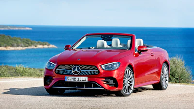 This photo provided by Mercedes-Benz shows the 2023 E-Class convertible. It joins the C-Class sedan and convertible in being discontinued for 2024.