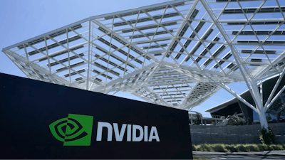 The Nvidia office building is shown in Santa Clara, Calif., Wednesday, May 31, 2023.