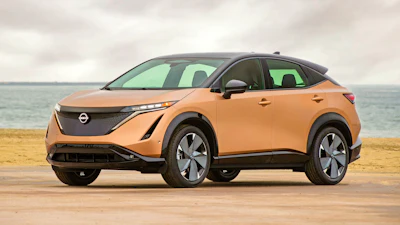 This photo provided by Nissan shows the new 2023 Nissan Ariya, an all-electric SUV. It's comfortable to drive and comes in many configurations to match many shopping budgets.