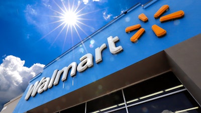 The entrance to a Walmart store is shown on June 25, 2019 in Pittsburgh. Walmart reports earning on Thursday.