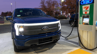 This photo provided by Edmunds shows the all-electric Ford F-150 Lightning. Purchasing and driving one requires a little more knowledge than what's required for a typical pickup.