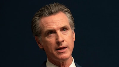 California Gov. Gavin Newsom answers questions during a news conference in Sacramento, Calif., on Tuesday Sept, 26, 2023.