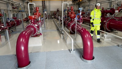 A compression station of the Baltic Connector marine gas pipeline is pictured in Inkoo, Finland, Nov. 5, 2019.