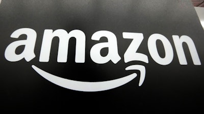 The Amazon logo is displayed at a Best Buy store in Pittsburgh on Jan. 23, 2023.
