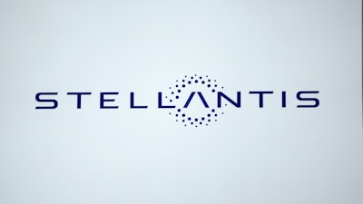 A Stellantis logo is shown at the North American International Auto Show in Detroit, Sept. 13, 2023.