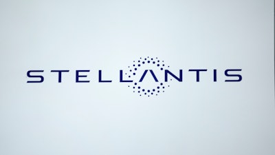 A Stellantis logo is shown at the North American International Auto Show in Detroit, Sept. 13, 2023.