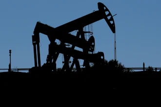 Pumpjacks dip their heads to extract oil in a basin south of Duchesne, Utah on July 13, 2023.