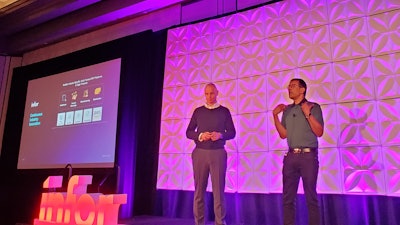 Infor CEO Kevin Samuelson and CTO Soma Somasundaram speak at the Infor Now welcome keynote in New Orleans on Wednesday, October 4.