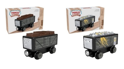 Mattel's recall includes two specific toys, the Thomas & Friends Wooden Railway Troublesome Truck & Crates (left) and Thomas & Friends Wooden Railway Troublesome Truck & Paint (right).