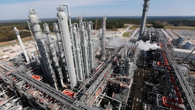 This Nov. 16, 2015 photograph, an overview shows a section of the Mississippi Power Co. carbon capture plant in DeKalb, Miss., that has now been demolished.