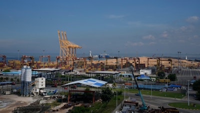 The proposed site for a $553-million project to build a new, deep-water shipping container terminal in the Port of Colombo, Sri Lanka, Wednesday, Nov.8, 2023.