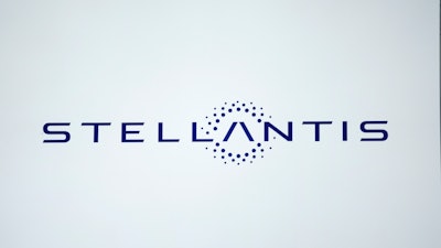 The Stellantis logo is shown at the North American International Auto Show, Sept. 13, 2023, in Detroit.