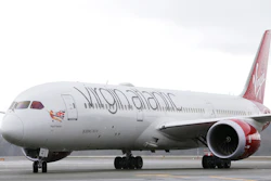 A Virgin Atlantic Boeing 787-9 passenger airplane arrives following a flight from London to Seattle, March 27, 2017, at Seattle-Tacoma International Airport in Seattle. The first commercial airliner to cross the Atlantic on a purely high-fat, low-emissions diet flew Tuesday Nov. 28, 2023 from London to New York in a step toward achieving what supporters dubbed as “jet zero.'