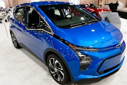 A Chevrolet Bolt is displayed at the Philadelphia Auto Show, Jan. 27, 2023, in Philadelphia.