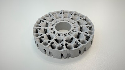 High efficiency air-cooling heatsink created by RICOH's aluminum Binder Jet Technology (BJT) system.