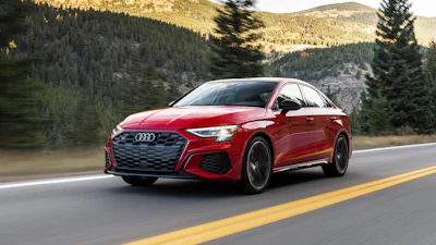 This photo provided by Audi shows the 2024 S3. This sport sedan's standard all-wheel drive is beneficial for traction for winter weather driving as well as enthusiastic acceleration in drier conditions.