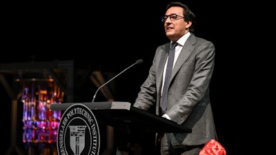 Darío Gil, senior vice president and director of IBM Research, speaks at Rensselaer Polytechnic Institute, Oct. 13, 2023 in Troy, N.Y.