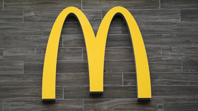 A McDonald's golden arches is shown at restaurant in Havertown, Pa., Tuesday, April 26, 2022.