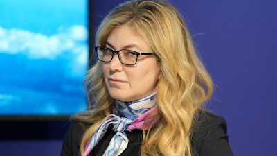 Stephanie Pope, CEO of Boeing global services, attends a press conference in Le Bourget, north of Paris, France, June 20, 2023.