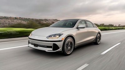 This photo provided by Hyundai shows the Ioniq 6 electric sedan.