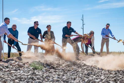 Dignitaries, including U.S. Secretary of the Interior Deb Haaland, center, break ground on the new SunZia transmission line project, Sept. 1, 2023, in Corona, N.M. Work on the $10 billion project that will funnel renewable energy across the West came to a halt in southwestern Arizona, on Wednesday, Nov. 8, with Native American tribes saying the federal government has ignored concerns about effects that the SunZia transmission line will have on religious and cultural sites.